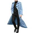 thumbnail image 1 of IYTR Mens Double Breasted Trench Coat Long Sleeve Notched Lapel Casual Slim Fit Long Windbreaker Overcoat with Belt (Sky Blue,XL), 1 of 6