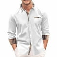 thumbnail image 1 of IYTR Mens Dress Shirts Long Sleeve Button Down Shirts Business Casual Fashion Pocket Lapel Blouse (White,XL), 1 of 5