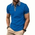 thumbnail image 1 of IYTR Mens Dress Shirts Short Sleeve Loose Business Casual Tshirt Lapel Button Comfortable Lightweight Solid Color Tee Shirt Blouses (Blue,XXXL), 1 of 4