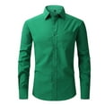 thumbnail image 1 of IYTR Mens Dress Shirts Solid Color Long Sleeve Slim Fit Shirts Button-Up Turndown Collar Business Casual Dress Shirts (Z_Green,M), 1 of 3
