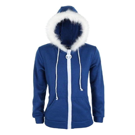 IYTR Mens Fleece Hooded Jackets Long Sleeve Jacket Zipper Hooded Neck Fashion Warm Sport Jackets Coat with Pocket Solid Color Blue S