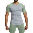 thumbnail image 1 of IYTR Mens Gym Shirts Short Sleeve Pullover Round Neck Shirts Solid Color T-shirts Slim Sport Fitness Tshirts Green XXXL, 1 of 4