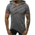 thumbnail image 1 of IYTR Mens Gym Shirts Summer Fashion Solid Color Short Sleeve T Shirts Casual Pullover Hooded Neck Tee Shirts Comfortable Athletic Shirts Dark Gray XXL, 1 of 4