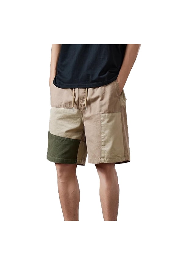 Mens Gym Shorts Summer Loose Fit Casual Classic Solid Color Workout Elastic Waist Straight-leg Work Pants Sports Drawstring Shorts Khaki, M