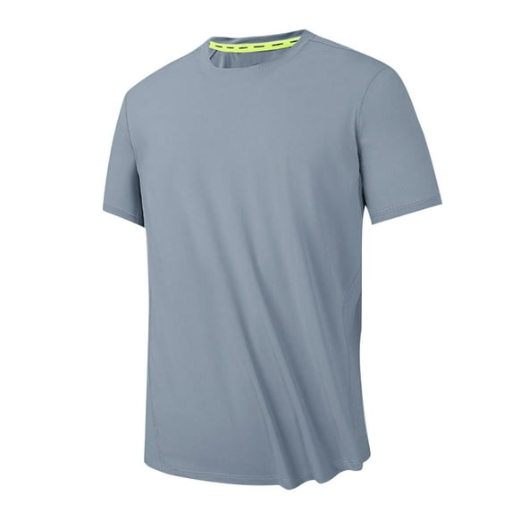IYTR Mens Gym T Shirts Summer Pullover Round Neck Casual Solid Color Comfy Fashion Short Sleeve T Shirts Breathable Slim Sports Tee Shirts Gray XL