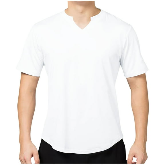 IYTR Mens Hawaiian Shirts Short Sleeve Leisure Loose Solid Color Classic Tshirt Mens T Shirts Fashion Crew Neck Fitness Training Sports Tops Blouses(White,XL)