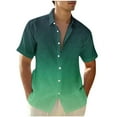 thumbnail image 1 of IYTR Mens Hawaiian Shirts Summer Short Sleeve T Shirts Fashion Gradient Casual Button Lapel Tee Shirts Comfy Beach Vacation Shirts with Pocket Green XXXXL, 1 of 4