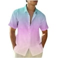 thumbnail image 1 of IYTR Mens Hawaiian Shirts Summer Short Sleeve T Shirts Fashion Gradient Casual Button Lapel Tee Shirts Comfy Beach Vacation Shirts with Pocket Pink XXXXXL, 1 of 4