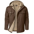thumbnail image 1 of IYTR Mens Hooded Shirts Jacket Solid Color Winter Warm Sherpa Fleece Trucker Coats with Pockets Brown XXL, 1 of 1