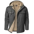thumbnail image 1 of IYTR Mens Hooded Shirts Jacket Solid Color Winter Warm Sherpa Fleece Trucker Coats with Pockets Gray L, 1 of 1