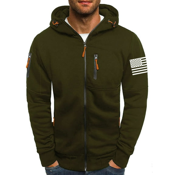 IYTR Mens Hoodies Fleece Jacket Long Sleeve Zip up Hooded Sweatshirts Coats Workout Running Sweatshirts Jackets (Army Green,S)