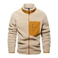 thumbnail image 1 of IYTR Mens Jackets Casual Retro Jackets with Pocket Patchwork Long Sleeve Jacket Zipper Stand-up Collar Khaki XXL, 1 of 5
