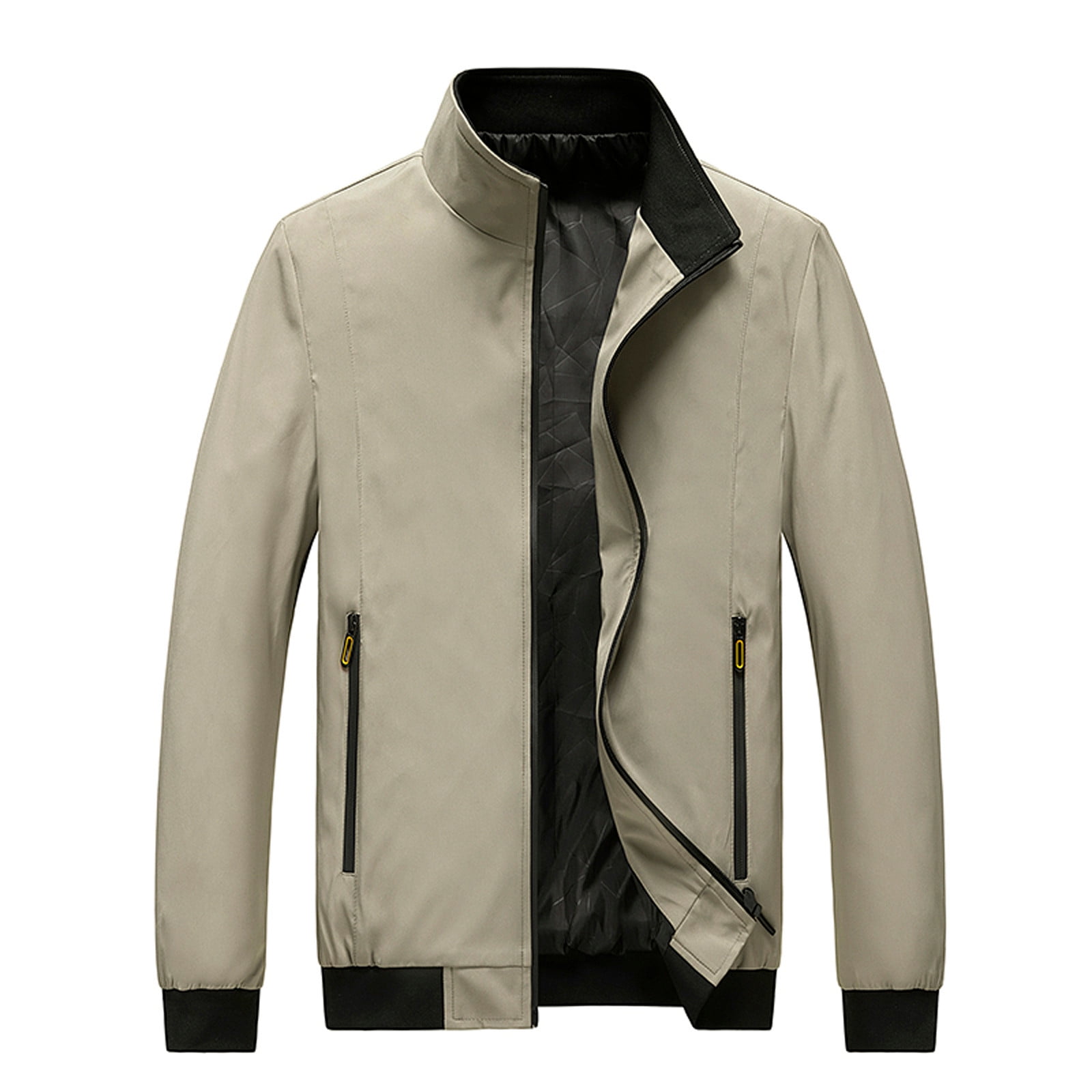 IYTR Mens Jackets Coat Solid Color Long Sleeve Jacket Zipper Stand