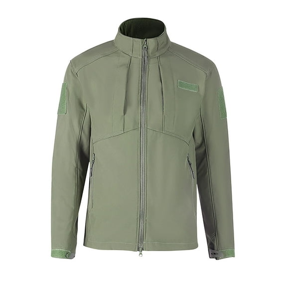 IYTR Mens Jackets Comfortable Outdoor Sport Jackets with Pocket Solid Color Zipper Stand-up Collar Long Sleeve Jacket Army Green XL