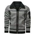 thumbnail image 1 of IYTR Mens Jackets Long Sleeve Jacket Imitation Leather Coat Top with Pocket Zipper Lapel Solid Color Gray M, 1 of 5