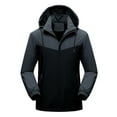 thumbnail image 1 of IYTR Mens Jackets Long Sleeve Jacket Zipper Hooded Neck Casual Warm Jacket with Pocket Patchwork Black XXXL, 1 of 5