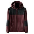 thumbnail image 1 of IYTR Mens Jackets Long Sleeve Jacket Zipper Hooded Neck Casual Warm Jacket with Pocket Patchwork Red L, 1 of 2