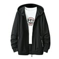 thumbnail image 1 of IYTR Mens Jackets Long Sleeve Jacket Zipper Hooded Neck Loose Hooded Drawstring Jackets with Pocket Solid Color Black XL, 1 of 6