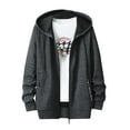 thumbnail image 1 of IYTR Mens Jackets Long Sleeve Jacket Zipper Hooded Neck Loose Hooded Drawstring Jackets with Pocket Solid Color Dark Gray XXXL, 1 of 6