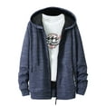 thumbnail image 1 of IYTR Mens Jackets Long Sleeve Jacket Zipper Hooded Neck Loose Hooded Drawstring Jackets with Pocket Solid Color Navy XXXL, 1 of 6