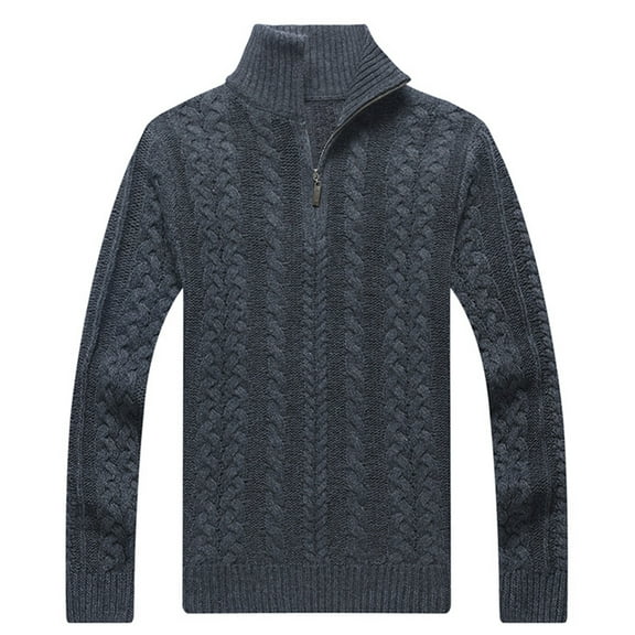 IYTR Mens Jackets Long Sleeve Jacket Zipper Stand-up Collar Fashion Knit Cardigan Sweater Jacket Solid Color Dark Gray XXL