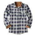 thumbnail image 1 of IYTR Mens Jackets Plush Thick Warm Shirt Jackets with Pocket Button Up Turndown Collar Plaid Long Sleeve Jacket Dark Blue M, 1 of 4