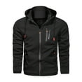 thumbnail image 1 of IYTR Mens Jackets Solid Color Leisure Outdoor Sport Hooded Jackers with Pocket Long Sleeve Jacket Zipper Hooded Neck Black L, 1 of 3