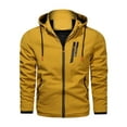 thumbnail image 1 of IYTR Mens Jackets Solid Color Leisure Outdoor Sport Hooded Jackers with Pocket Long Sleeve Jacket Zipper Hooded Neck Yellow XL, 1 of 4
