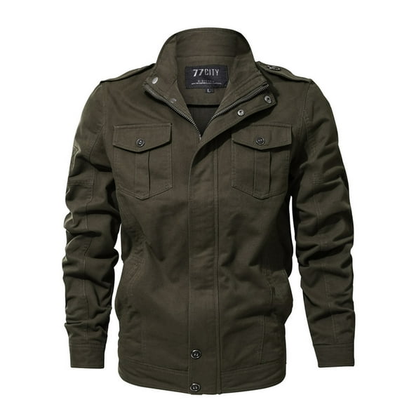 IYTR Mens Jackets Solid Color Long Sleeve Jacket Button Zipper Lapel Loose Leather Jackets Coat with Pocket Army Green XXXXL