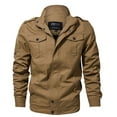 thumbnail image 1 of IYTR Mens Jackets Solid Color Long Sleeve Jacket Button Zipper Lapel Loose Leather Jackets Coat with Pocket Khaki XXXXXL, 1 of 6