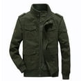 thumbnail image 1 of IYTR Mens Jackets Solid Color Long Sleeve Jacket Zipper Stand-up Collar Casual Outdoor Sports Coats with Pocket Army Green L, 1 of 4