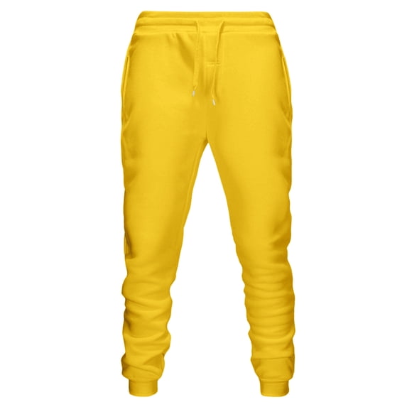 IYTR Mens Joggers with Pockets Fitness Elastic Waist Drawstring Jogger Pants with Pocket Sweatpants Fashion Comfy Baggy Pants Hiking Solid Color Casual Trousers (Yellow,XXXL)