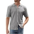thumbnail image 1 of IYTR Mens Knit Shirts Short Sleeve T Shirts Comfy Button Up Turndown Collar Casual Solid Color Summer Fashion Regular Fit Beach Shirt Gray S, 1 of 6