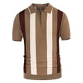 thumbnail image 1 of IYTR Mens Knit Shirts Zipper Turndown Collar Casual Patchwork Comfy Short Sleeve Summer T Shirts Thin Breathable Athletic Shirts Brown XXXL, 1 of 4