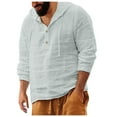 thumbnail image 1 of IYTR Mens Linen Hoodies Casual Button Down Hooded Drawstring Fall/Winter Fashion Solid Color Comfy Workout Sweatshirts Long Sleeve Sweatshirts Gray L, 1 of 5