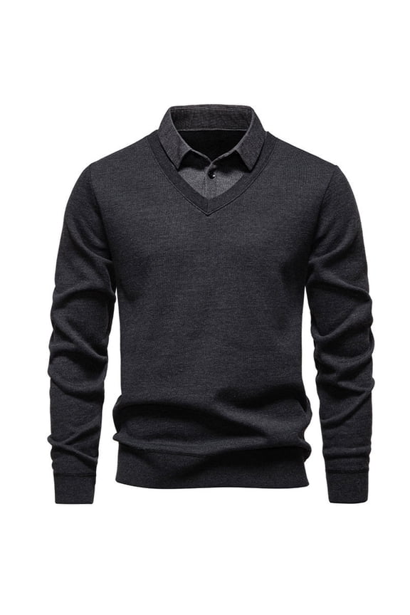 Mens Long Sleeve Henley Shirts Color Blocked Knitted Shirt Spring Clothes Lightweight V-Neck Leisure Solid Color Loose Fit Shirt (Dark Gray,XXXXL)
