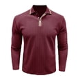 thumbnail image 1 of IYTR Mens Long Sleeve Shirts Lapel Collared Button Fall Fashion Business Casual Knitted Shirt Stylish (Wine,XL), 1 of 6