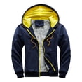 thumbnail image 1 of IYTR Mens Loose Jackets Long Sleeve Jacket Zipper Hooded Neck Solid Color Loose Winter Warm Hooded Jackets with Pocket Dark Blue L, 1 of 3