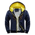 thumbnail image 1 of IYTR Mens Loose Jackets Long Sleeve Jacket Zipper Hooded Neck Solid Color Loose Winter Warm Hooded Jackets with Pocket Dark Blue XL, 1 of 3