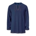 thumbnail image 1 of IYTR Mens Medieval Lace Up Long Sleeve Tunic Tops V Neck Strap Matching Belt Vintage Casual Shirt (Navy,XL), 1 of 8