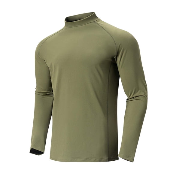IYTR Mens Mock Turtleneck Long Sleeve Shirts Basic Thermal Turtle Neck Undershirt Lightweight Pullover Top (Army Green,XXXL)