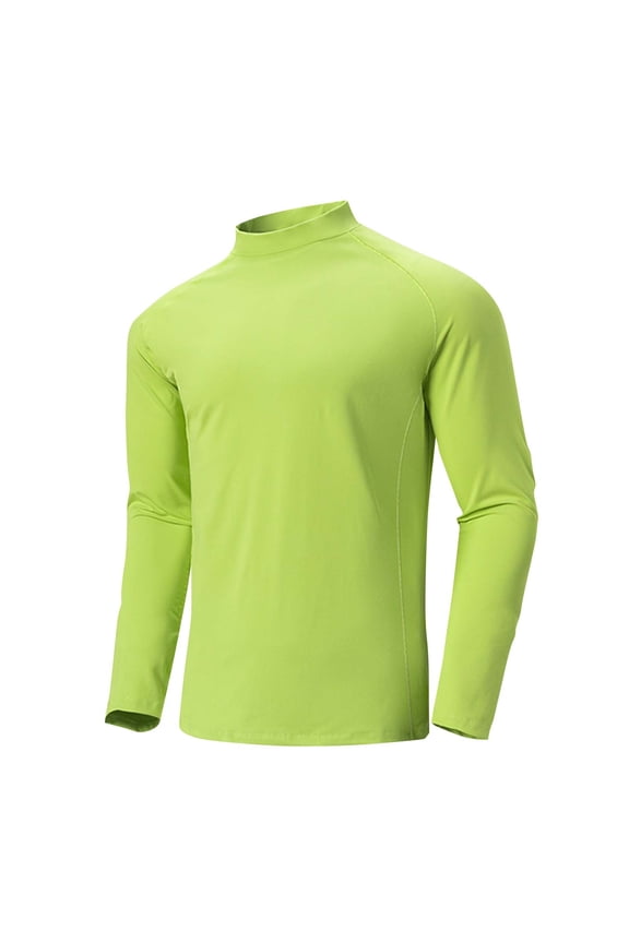 Mens Mock Turtleneck Long Sleeve Shirts Basic Thermal Turtle Neck Undershirt Lightweight Pullover Top (Green,M)