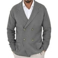 thumbnail image 1 of IYTR Mens Notch Lapel Cardigan Coats Cable Knit Double Breasted Fall Winter Trendy Chunky Sweater Jackets with Pockets (Gray,XL), 1 of 6