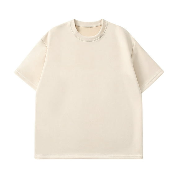 IYTR Mens Oversized Shirts Short Sleeve T Shirts Fashion Pullovers Round Neck T-shirts Relaxed Sport Fitness Shirts Summer Solid Color Khaki XXL