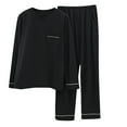 thumbnail image 1 of IYTR Mens Pajamas Two-Piece Casual Solid Color Pullover Round Neck Long Sleeves Sleepwear Pocket Tops And Long Pants Suit Black XXXL, 1 of 3