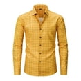 thumbnail image 1 of IYTR Mens Plaid Dress Shirts Business Casual Long Sleeve Button Down Shirts Regular Fit Turndown Collar Shirt (Yellow,XL), 1 of 4