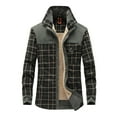 thumbnail image 1 of IYTR Mens Plus Velvet Shirt Jacket Button Up Turndown Collar Jacket Plaid Long Sleeve Loose Warm Winter Shirts Coat with Pockets Army Green XXXXL(58), 1 of 5