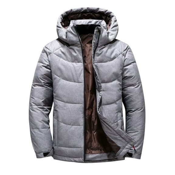 IYTR Mens Puffer Jacket Hooded Winter Coats Windproof Zip up Jacket Long Sleeve Warm Insulated Jackets Thermal Outwear (Gray,XXXL)