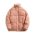 thumbnail image 1 of IYTR Mens Puffer Jacket Long Sleeve Button Up Zipper Down Jacket Padded Insulated Puffer Coats Winter Coats Outerwear (Pink,XXL), 1 of 4