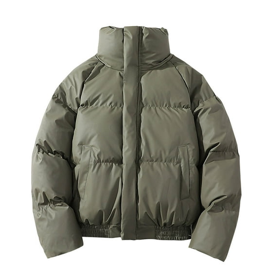 IYTR Mens Puffer Jacket Stand Collar Zip Up Down Jackets Long Sleeve Stand Collar Winter Warm Coats with Pockets (Gray,M)